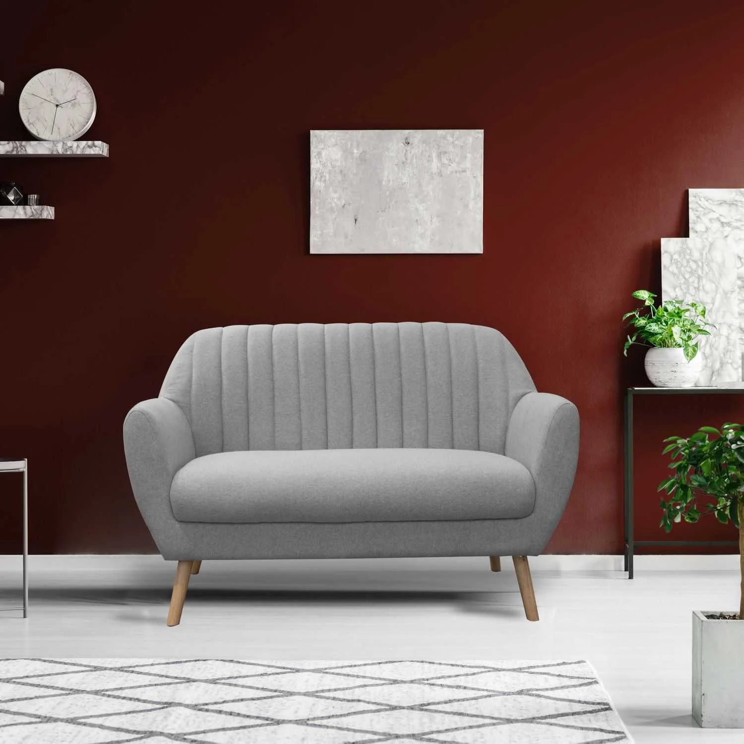 CANAPE 2 PLACES SOFIA TISSU GRIS