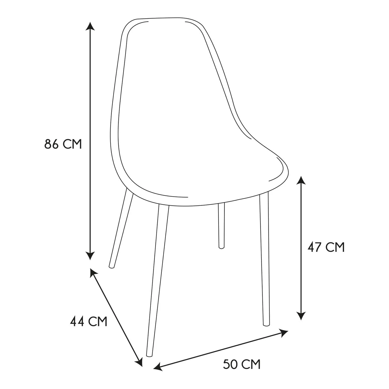 CHAISE MORA PIEDS METAL NOIR - Lot de 4 - Image 9