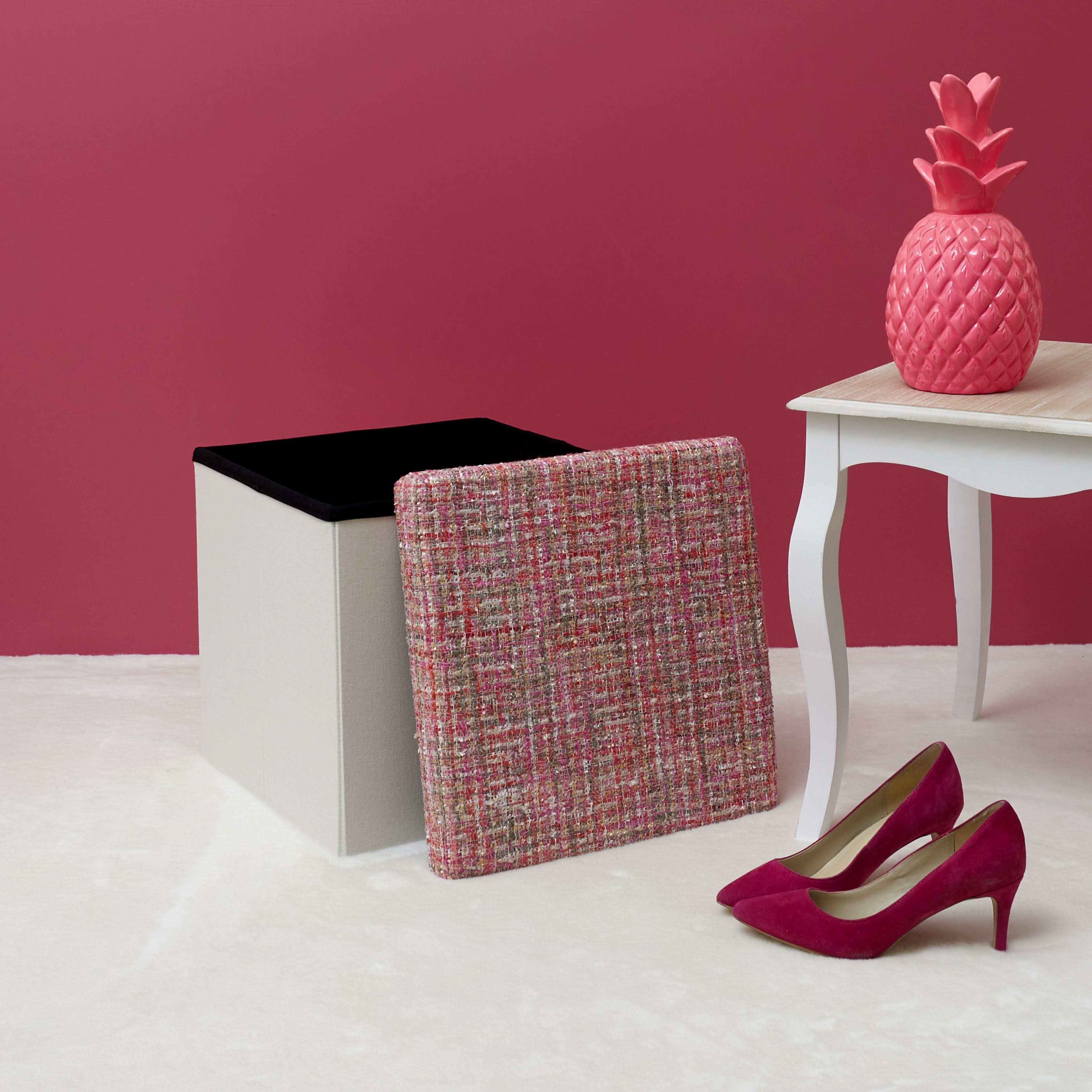 POUF PLIABLE TWEED ROSE - Image 2