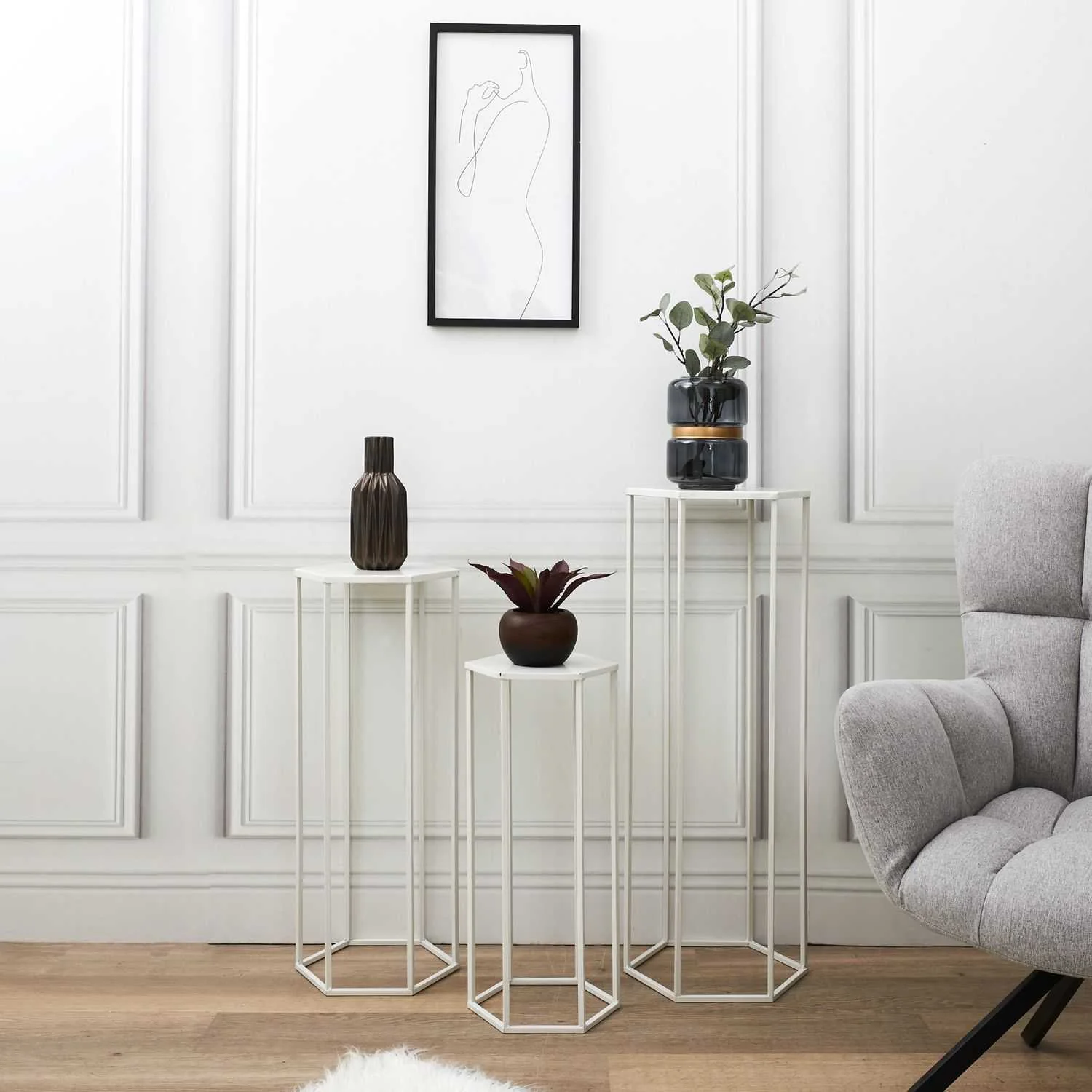 SELLETTE GIGOGNE METAL BLANC - LOT DE 3 - Image 2